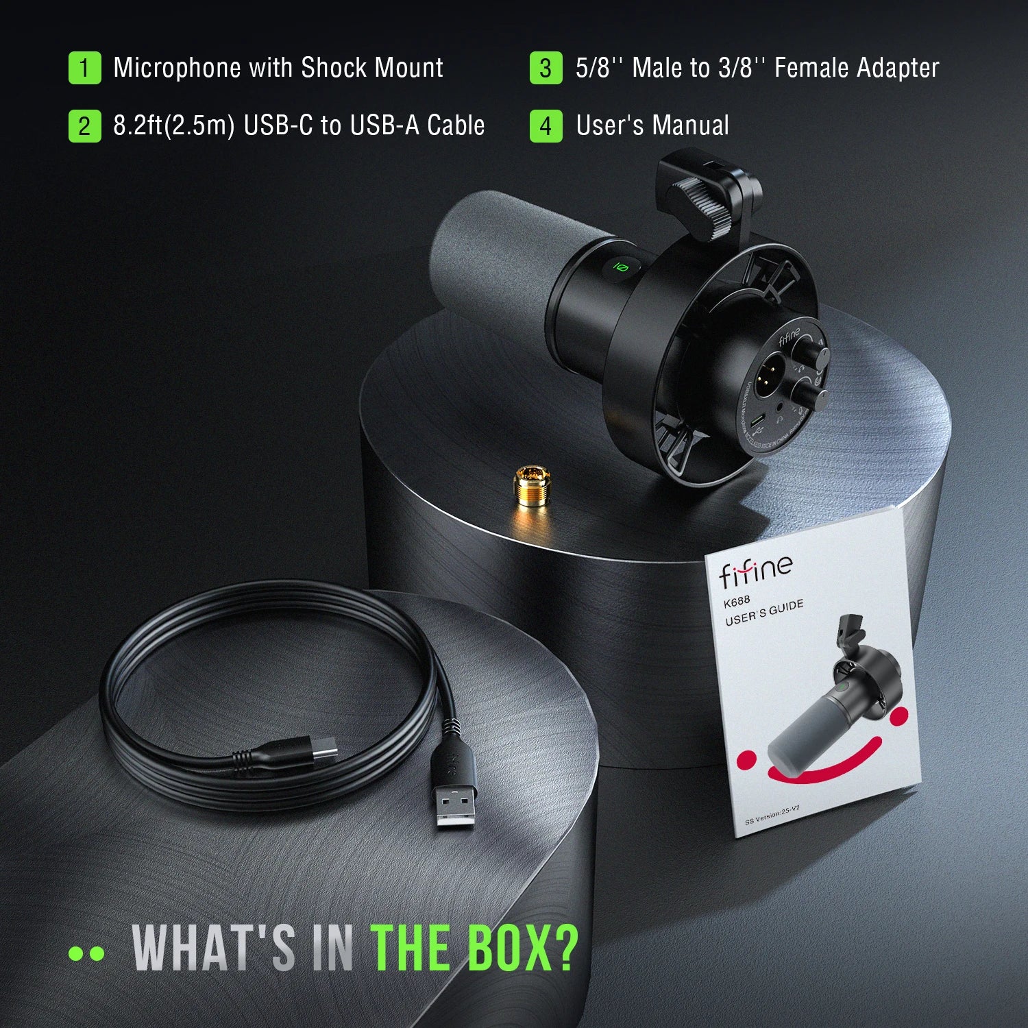 USB and XLR Dynamic Microphone with Shock Mount Touch Mute Headphone Jack for PC Studio Recording