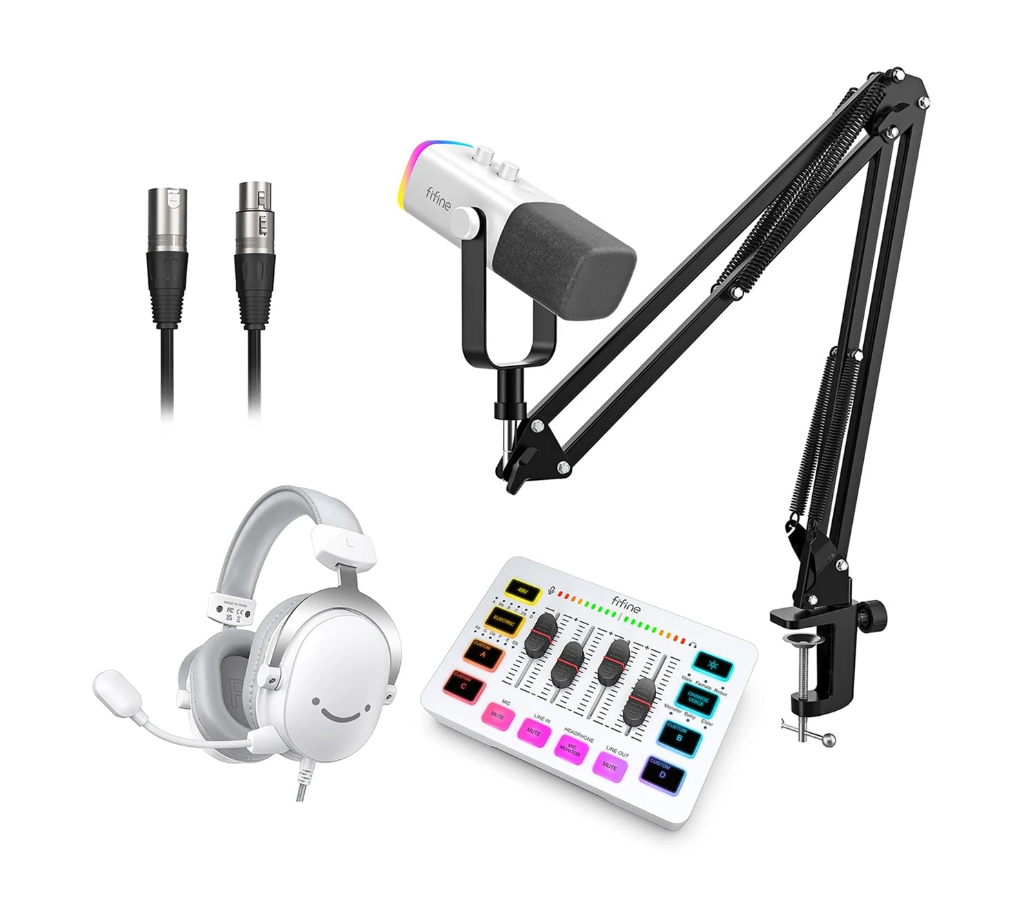 Complete Streaming Audio Kit with XLR Microphone Mixer & 7.1 Headset for Gaming Podcasting Broadcast