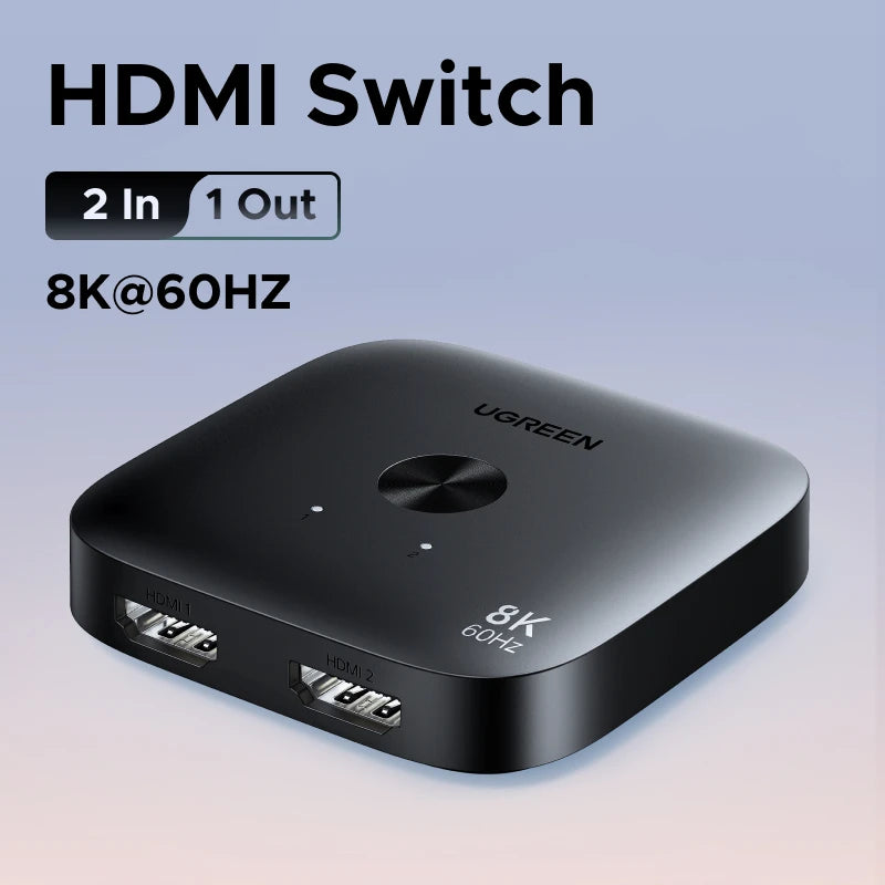 8K HDMI 2.1 Switch Splitter 2 In 1 Out 4K 120Hz HDMI Switcher for PS5 Xbox TV Monitor