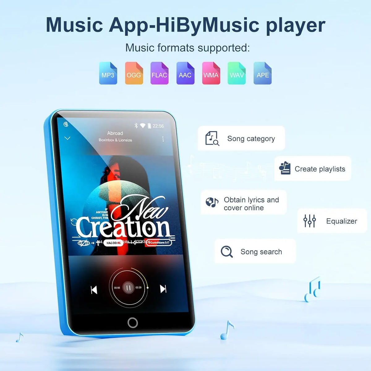 16GB Bluetooth and WiFi MP3 Player with 4 Inch Touchscreen FM Radio eBook and 512GB Expansion