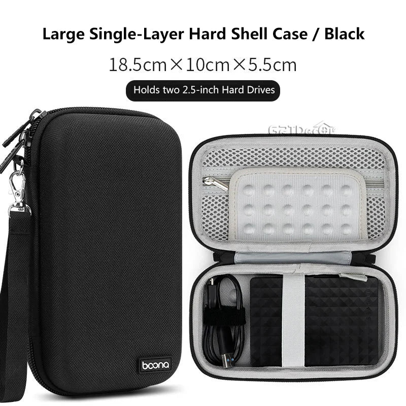 Double Layer Hard EVA Electronics Storage Case for Cables Chargers Earphones and Travel Accessories