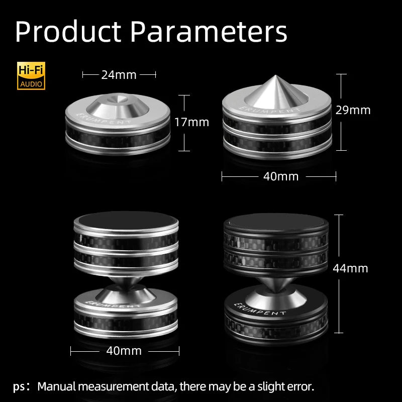 HiFi Speaker Isolation Spikes and Carbon Fibre Floor Mats for Amplifiers and Audio Systems