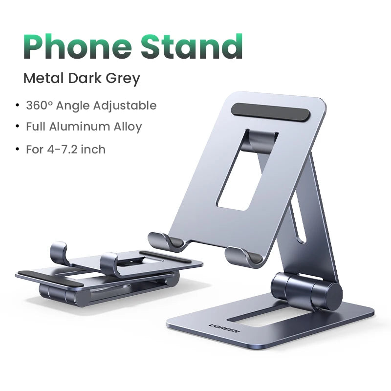 Adjustable Aluminium Desk Phone Stand Holder for Smartphones and Small Tablets 4 to 7.2 Inch