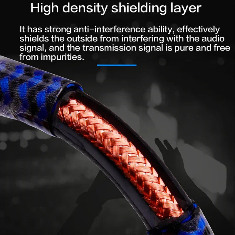 High Purity 4 Core 6N OCC 3.5mm to 3.5mm HiFi AUX Audio Cable for Speakers and Devices