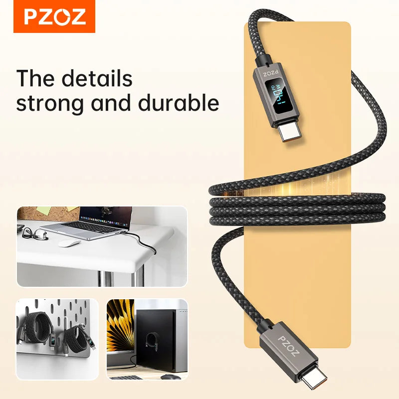 Magnetic USB-C Fast Charging Cable 1m with Lightning or Type-C Connectors for Phones and Laptops