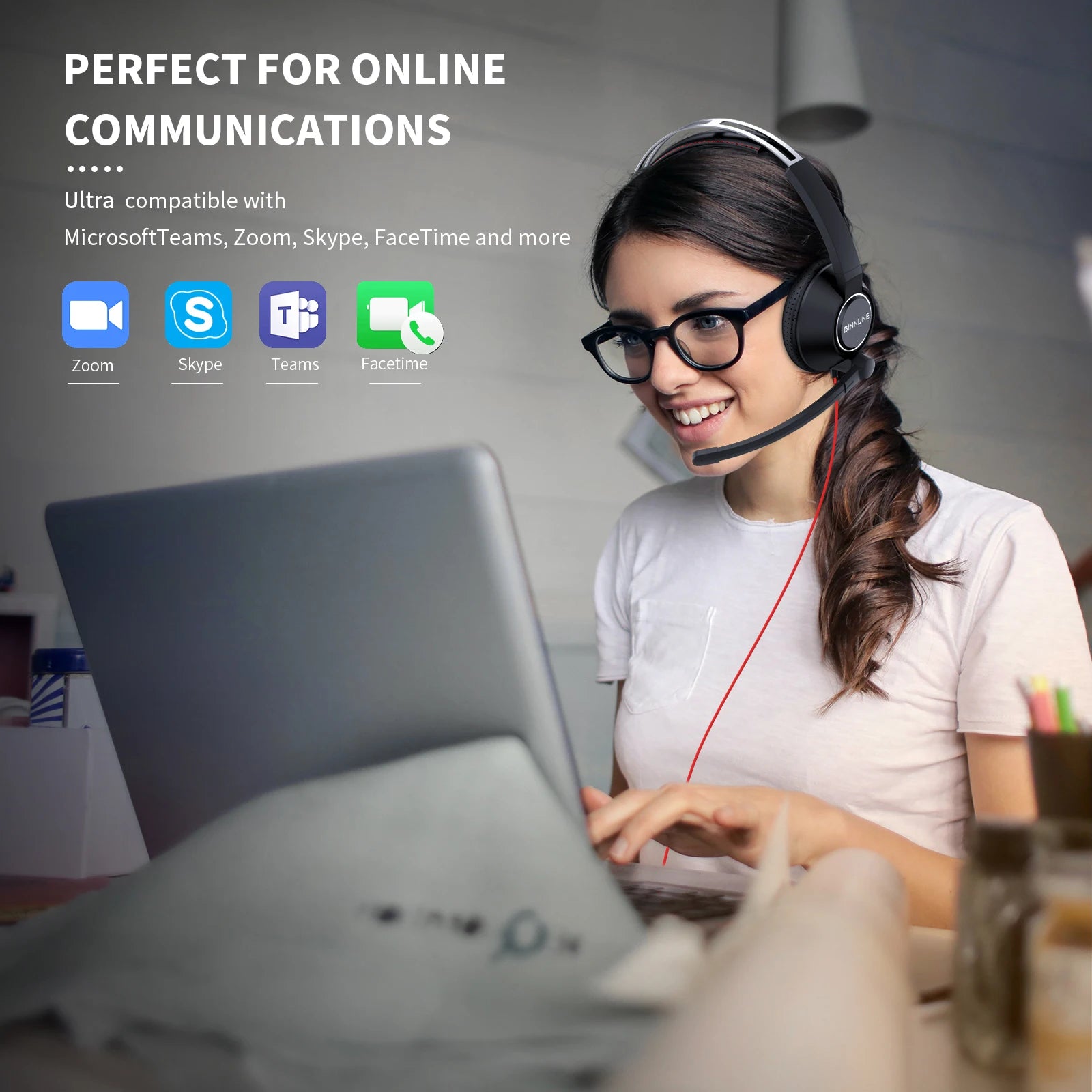 Wired Headset with Noise Cancelling Microphone for Laptop PC and Office Video Calls