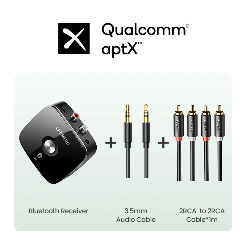 Bluetooth 5.1 aptX / aptX HD Audio Receiver RCA 3.5mm Adapter for Speakers and Earphones