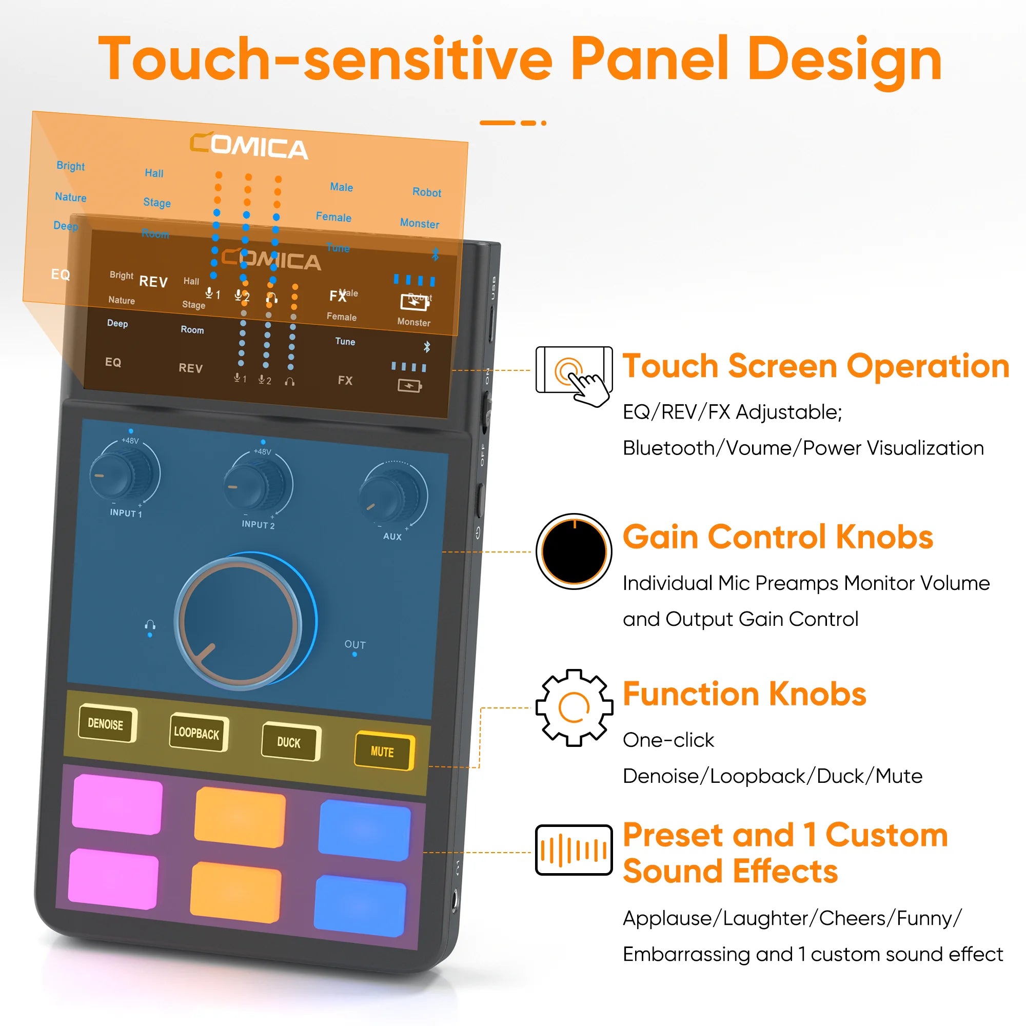 Audio Interface with Bluetooth and Sound Card for Streaming Gaming Podcasting and Live Recording
