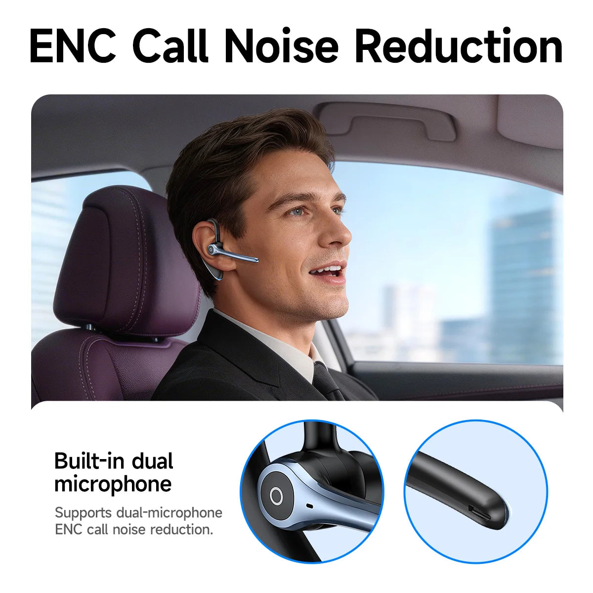 Wireless True Stereo Bluetooth Earphone with ENC Microphone and Extended Battery Life for Calls