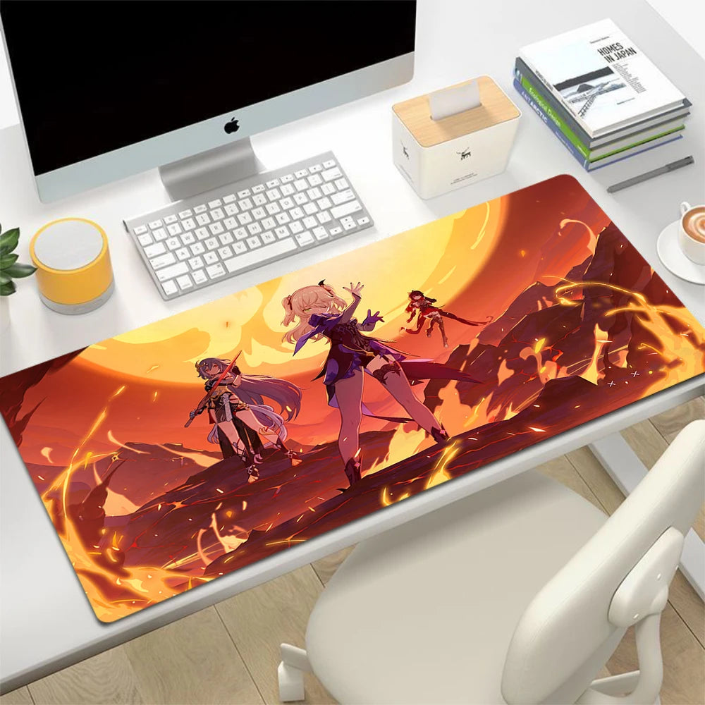 XL Anime Gaming Mouse Pad with Anti-slip Rubber Base, Stitched Edges, Custom Print Options
