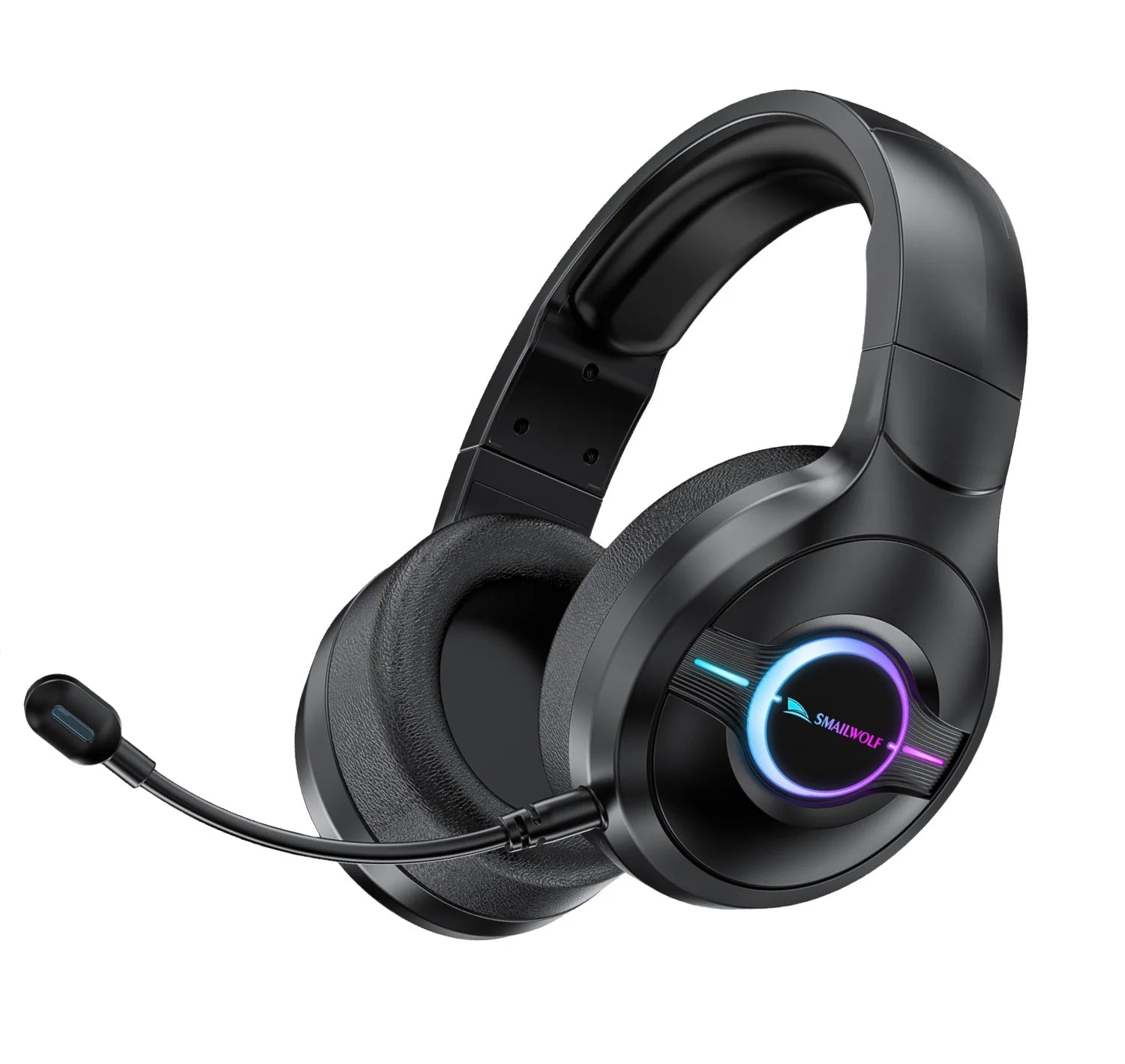 Three Mode Wireless Headphones with RGB Lighting and Detachable Microphone for PC and Laptop