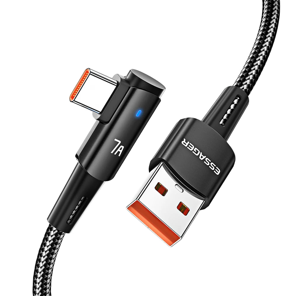 7A USB Type-C Cable 90° Fast Charging Cord for OPPO Huawei OnePlus Realme Angled Data Wire