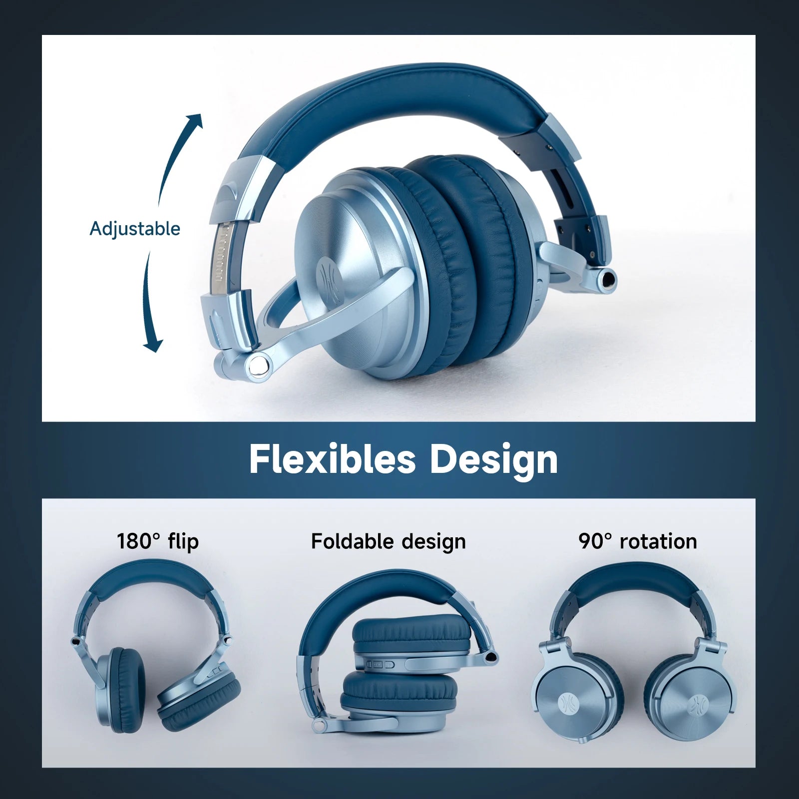 Wireless Bluetooth 5.2 Over-Ear Headphones with Microphone Hi-Res Stereo 110 Hour Playtime Foldable