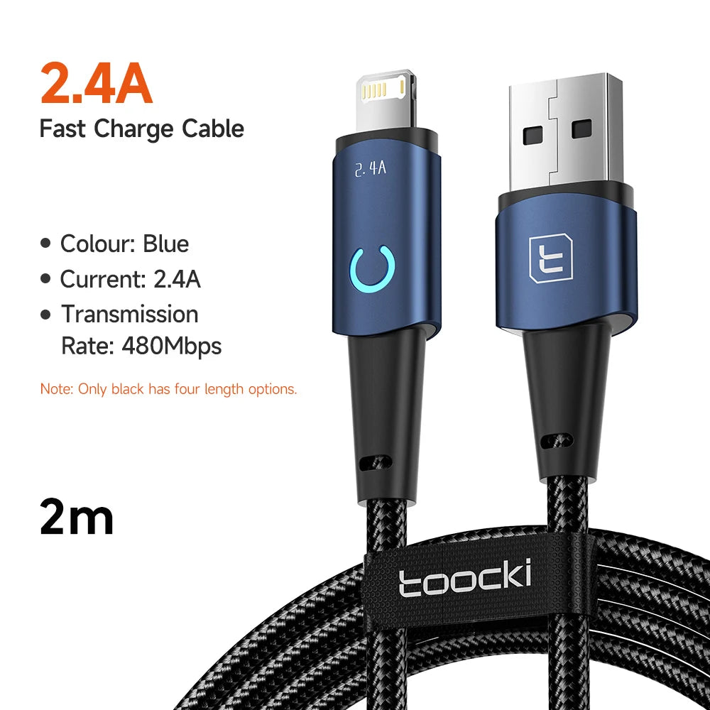Premium Fast Charging Lightning Cable with LED Indicator for iPhone and iPad Devices