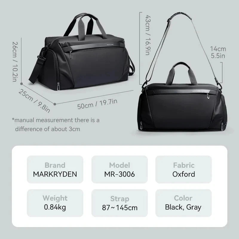 High Capacity Sports Duffel Bag Water Resistant Oxford Travel Shoulder Bag for Men and Women