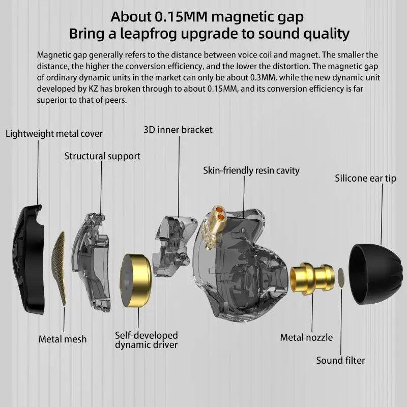 Metal In Ear Wired Earphones with Detachable Cable and Microphone for Music and Gaming