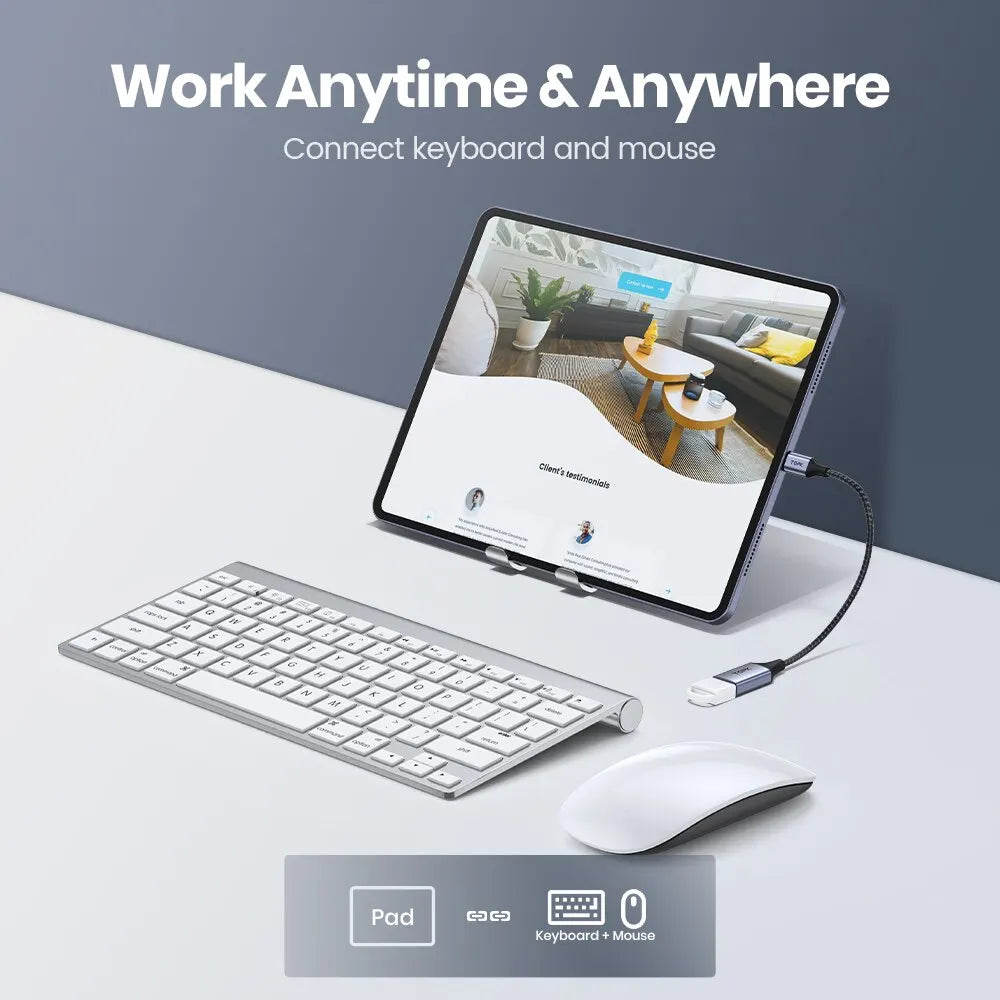 USB-C Male to USB-A Female OTG Adapter Cable for Universal Devices, Fast Data Transfer & Charging