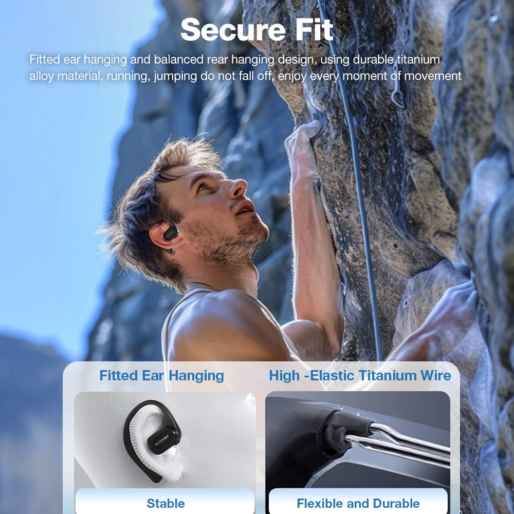 Open Ear Bone Conduction Bluetooth Earbuds with Mic and Low Latency Waterproof Design