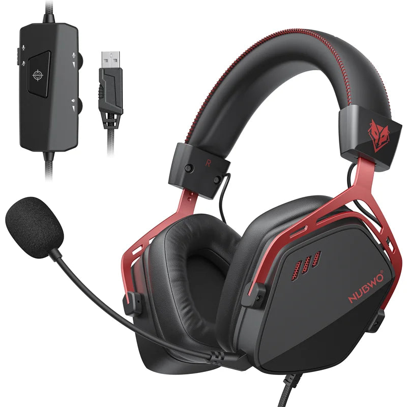 Gaming Headphones with 7.1 Surround Sound USB Wired Connection and Noise Cancelling Microphone