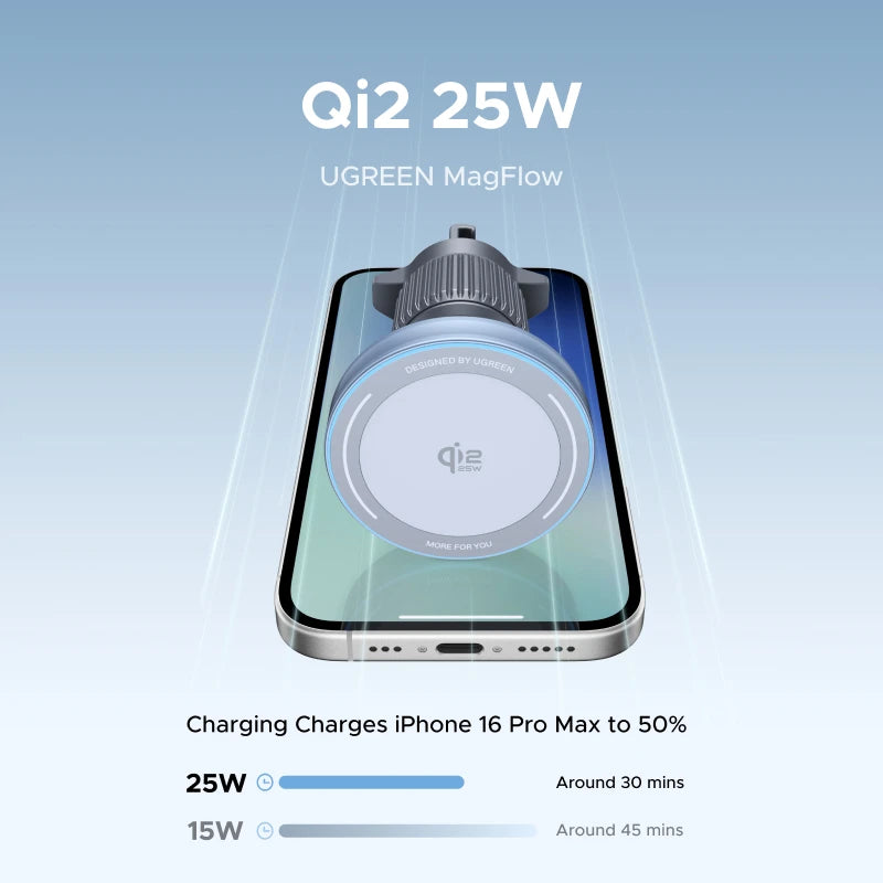 Qi2 25W Magnetic Wireless Car Charger Stand for iPhone 17 16 15 Pro Max Fast Charging