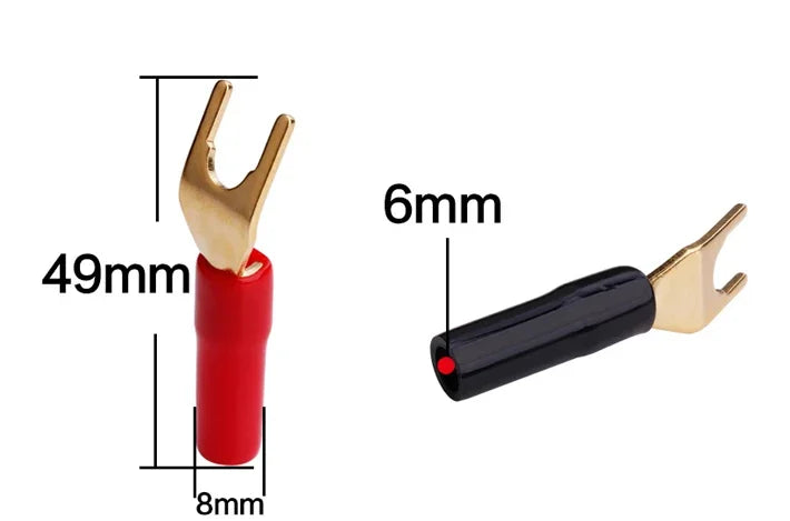 8PCS Gold Plated Copper Banana Plugs U Y Type Speaker Wire Connectors for Audio Systems