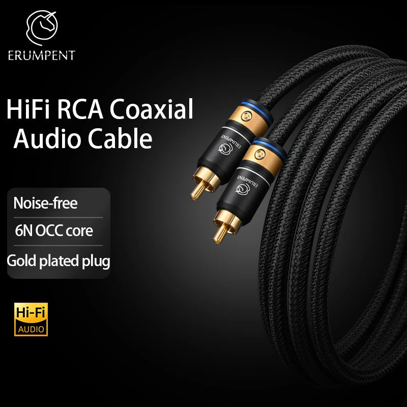 Premium 75 Ohm RCA Coaxial Digital Audio Cable for DAC TV Amplifier and Speaker Systems