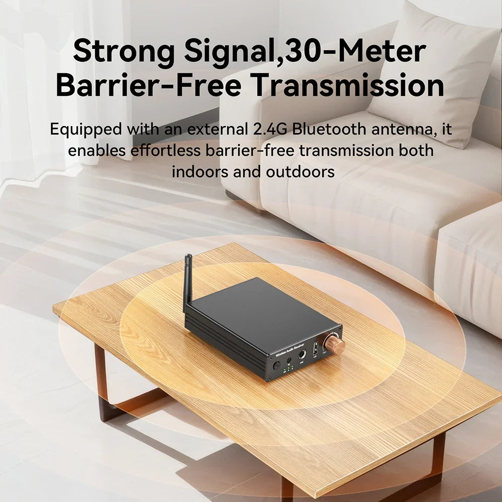 Wireless Audio Receiver with Remote Volume Control and Multi Port AUX RCA Connectivity