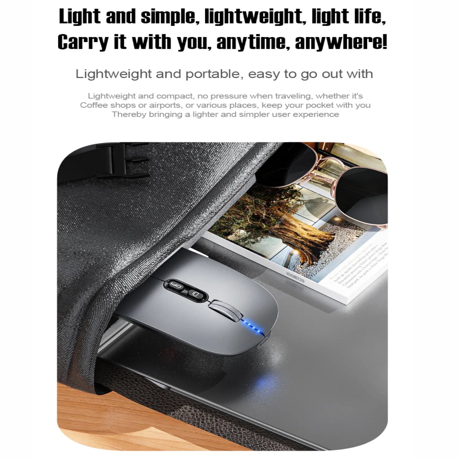 Bluetooth Dual Mode Wireless Mouse with Silent Click and Rechargeable Battery for Laptop