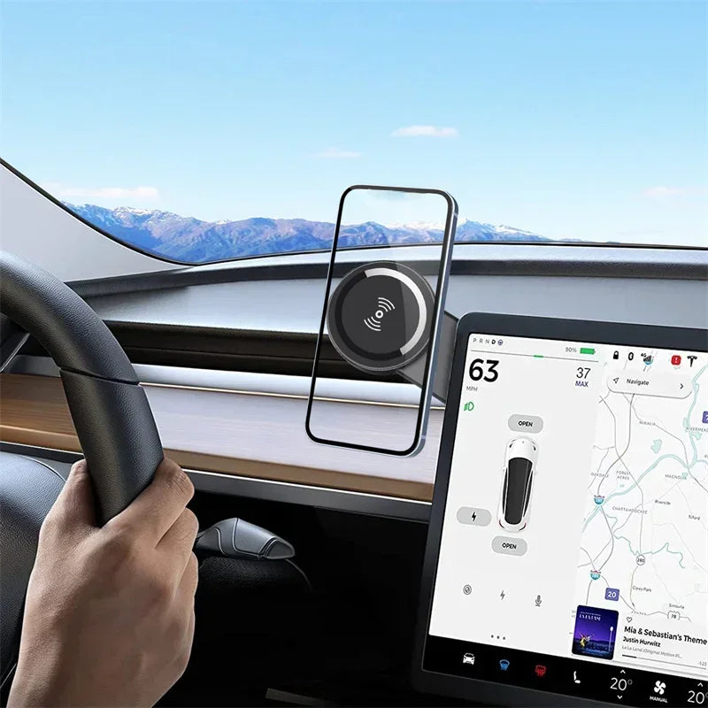 Magnetic Wireless Car Charger and Fast Charging Phone Mount for Dashboard and Screen Use