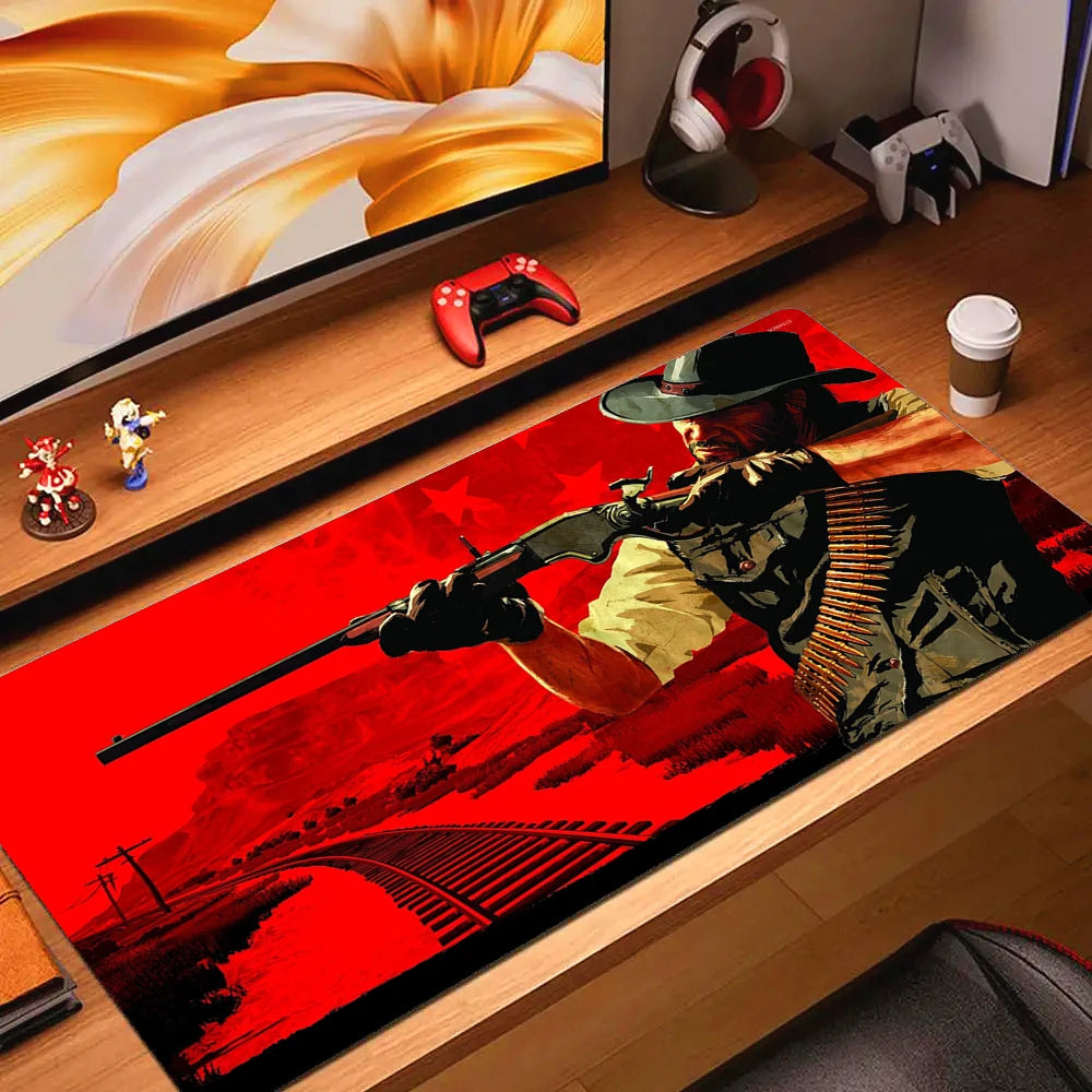 Large Non-slip Gaming Mouse Pad with Stitched Edges and Comfortable Rubber Base for Desktop Use