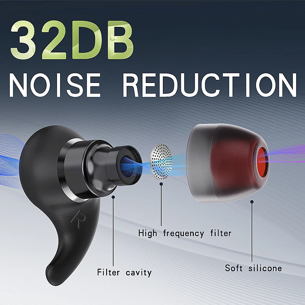Reusable Silicone Noise Cancelling Earplugs, Filter Mesh Sleep and Waterproof Ear Protectors