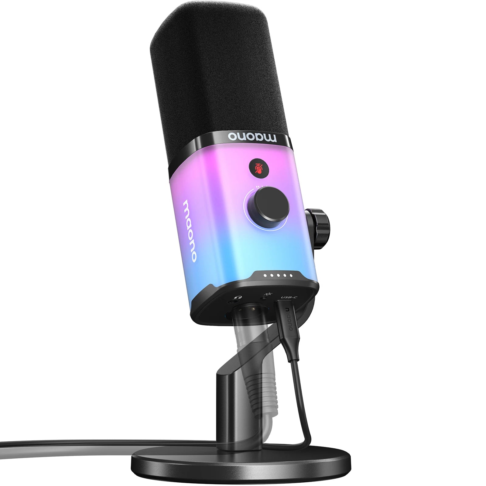 MAONO PD100X USB/XLR Dynamic Microphone with RGB, Noise Reduction & Headphone Jack for Gaming