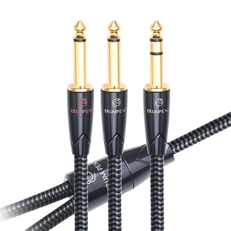 Premium OCC Copper 6.35mm to Dual 6.35mm HiFi Audio Cable for Amplifier Speaker TV System