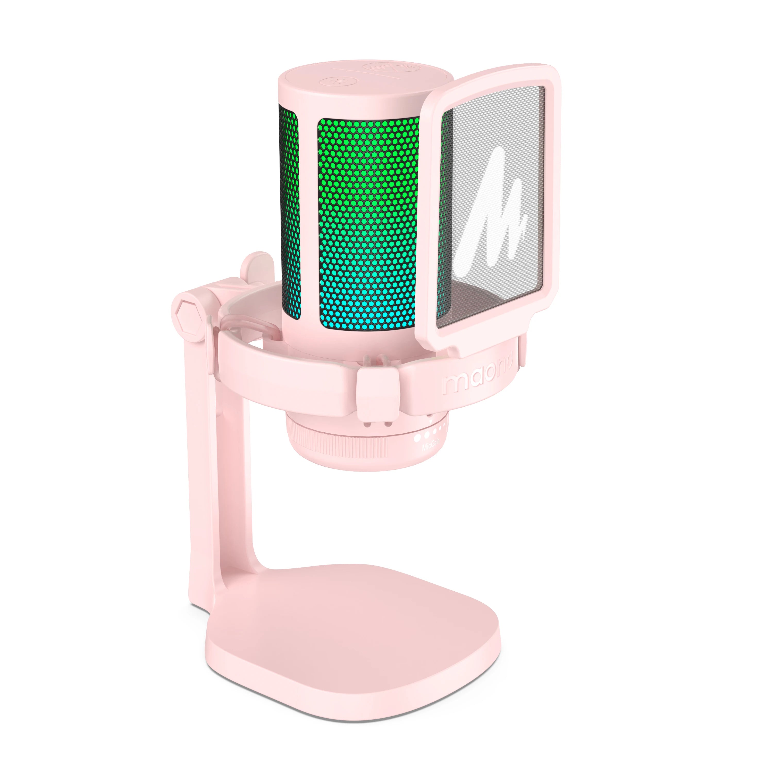 USB RGB Gaming Microphone Condenser Mic with Noise Reduction Gain Control One Key Mute