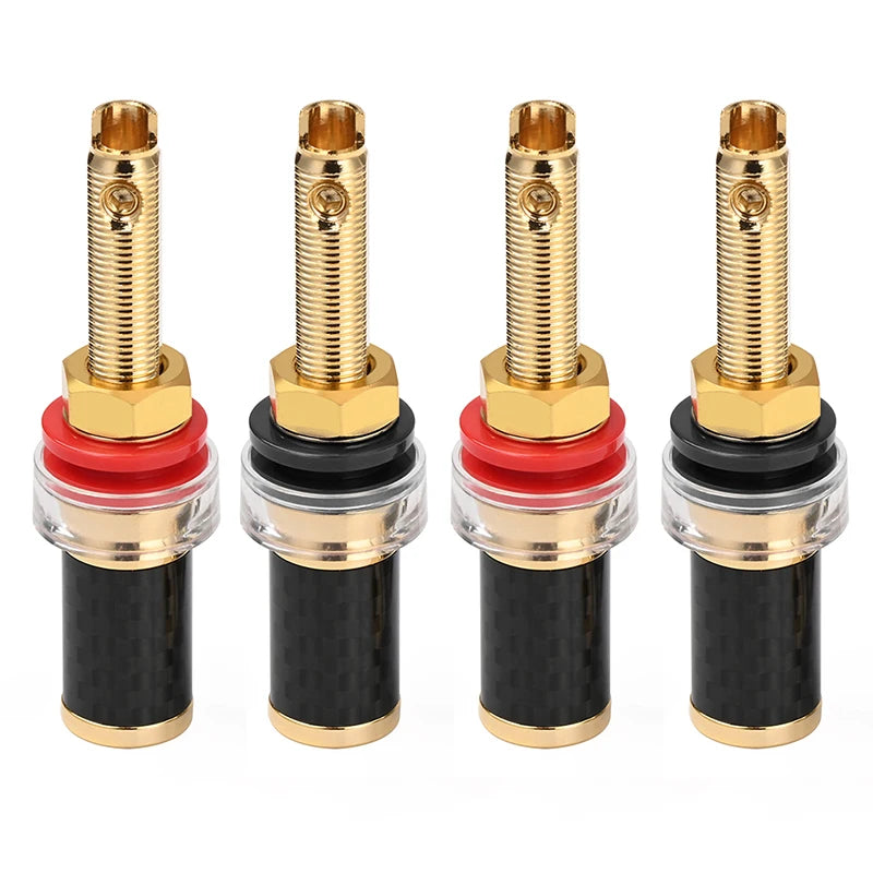 Premium Carbon Fibre Pure Copper Gold Plated Speaker Binding Posts Set of Four