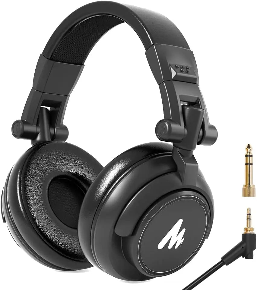 Professional Studio Monitor Headphones with 50mm Drivers Detachable Cable for DJ Recording Mixing