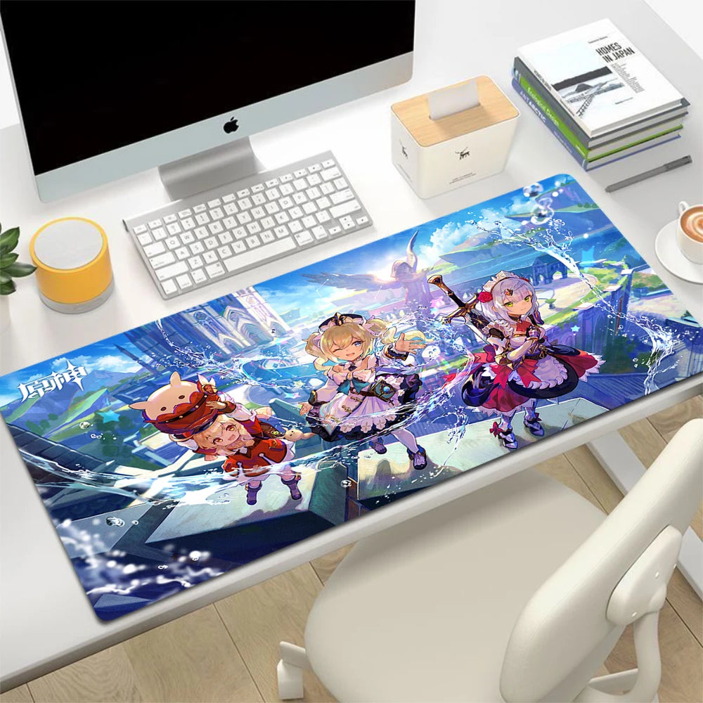 XL Anime Gaming Mouse Pad with Anti-slip Rubber Base, Stitched Edges, Custom Print Options