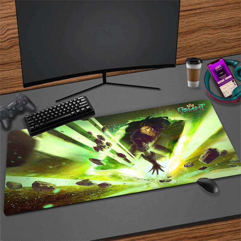 Large Cartoon Gaming Mouse Pad with Stitched Edges Non-Slip Rubber Base for Desktops and PCs