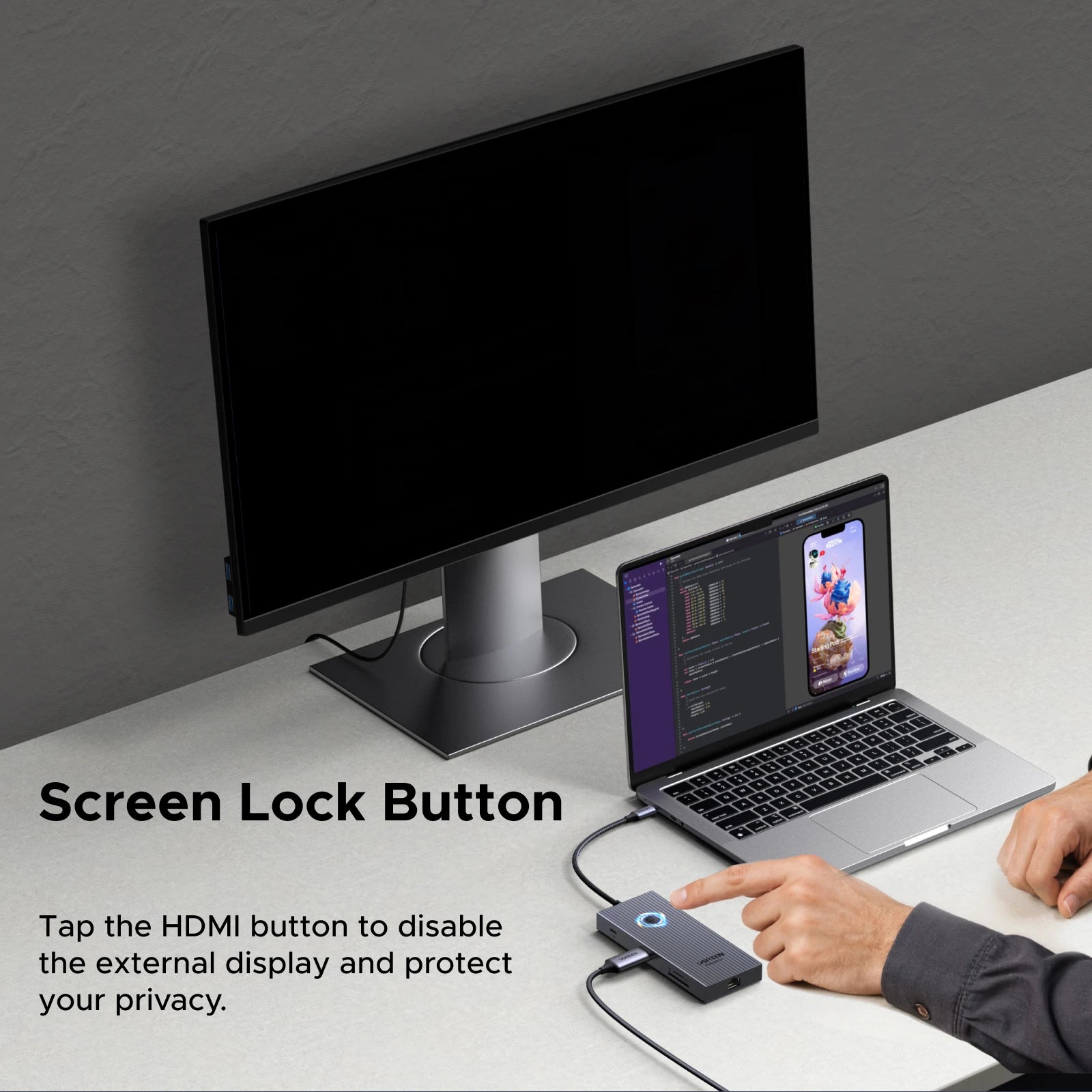 10Gbps USB-C Hub 9-in-1 Dock with 4K@60Hz HDMI, Gigabit Ethernet, SD/TF Reader and 100W PD