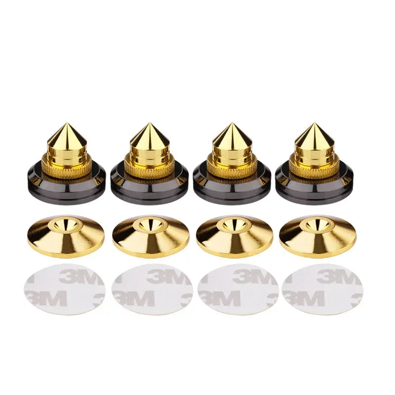 Pure Copper Gold Speaker Isolation Spikes and Foot Pads Set for Floor Standing Speakers