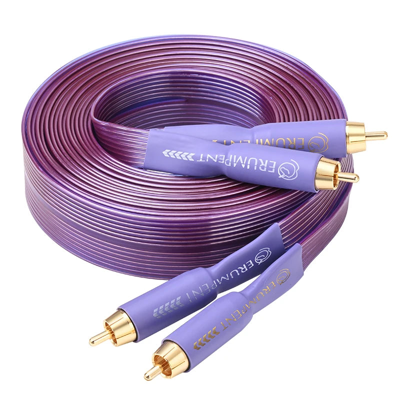 High Fidelity Pure Copper 2RCA to 2RCA Audio Cable with Gold Plated Connectors for Amplifiers