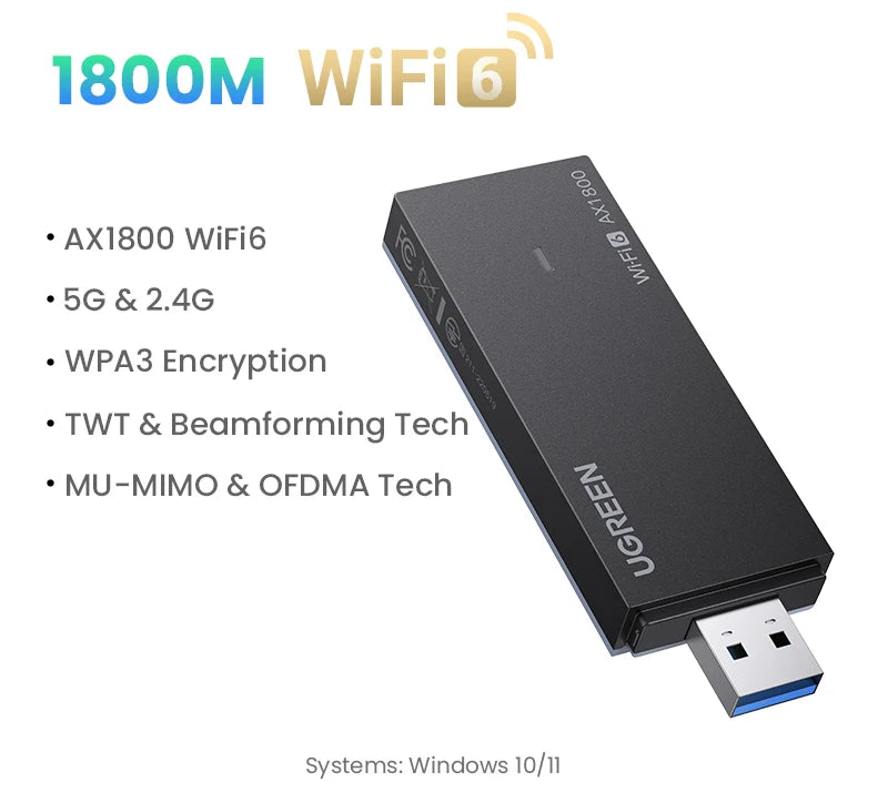 USB WiFi Adapter AX1800 AX900 Dual Band 5GHz 2.4GHz Wireless Dongle for Desktop Laptop