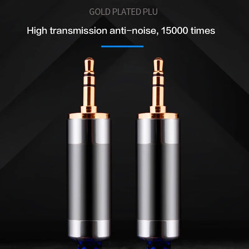 High Purity 4 Core 6N OCC 3.5mm to 3.5mm HiFi AUX Audio Cable for Speakers and Devices