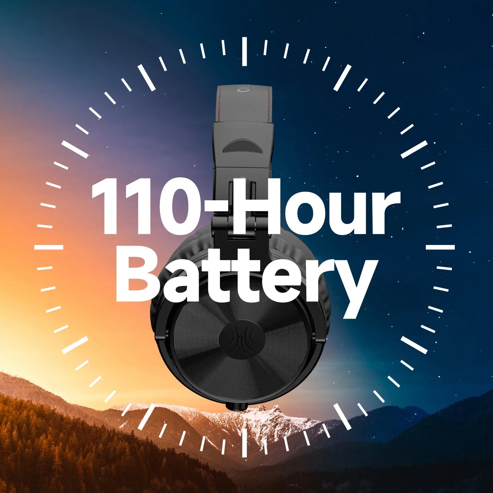 Wireless Over-Ear Bluetooth 5.2 Headphones with Microphone Hi-Res Audio and 110 Hour Battery Life