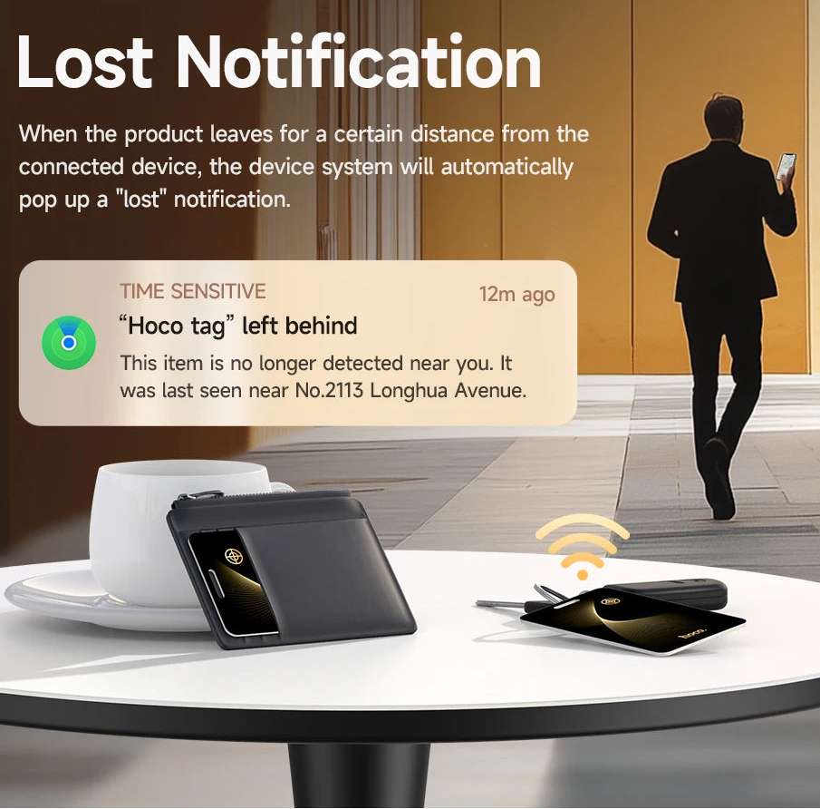Ultra-Thin Waterproof Smart Tracker Card with Wireless Charging for Wallets iOS and Android Devices