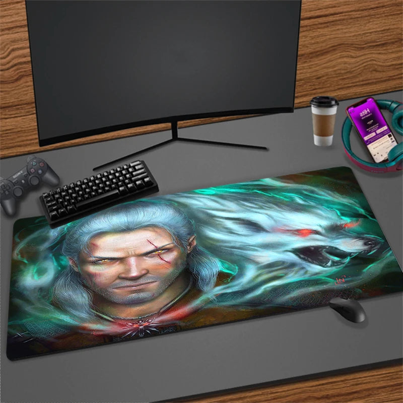 Large Cartoon Gaming Mouse Pad with Stitched Edges Non-Slip Rubber Base for Desktops and PCs
