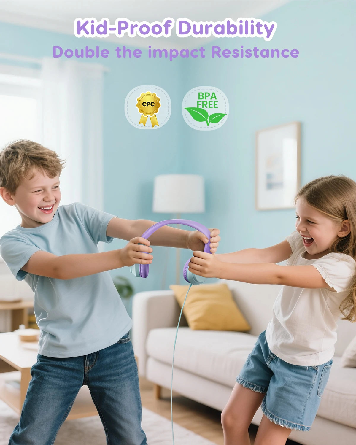 Children’s Wired Headphones with Microphone and Volume Limiter for Safe and Clear Listening