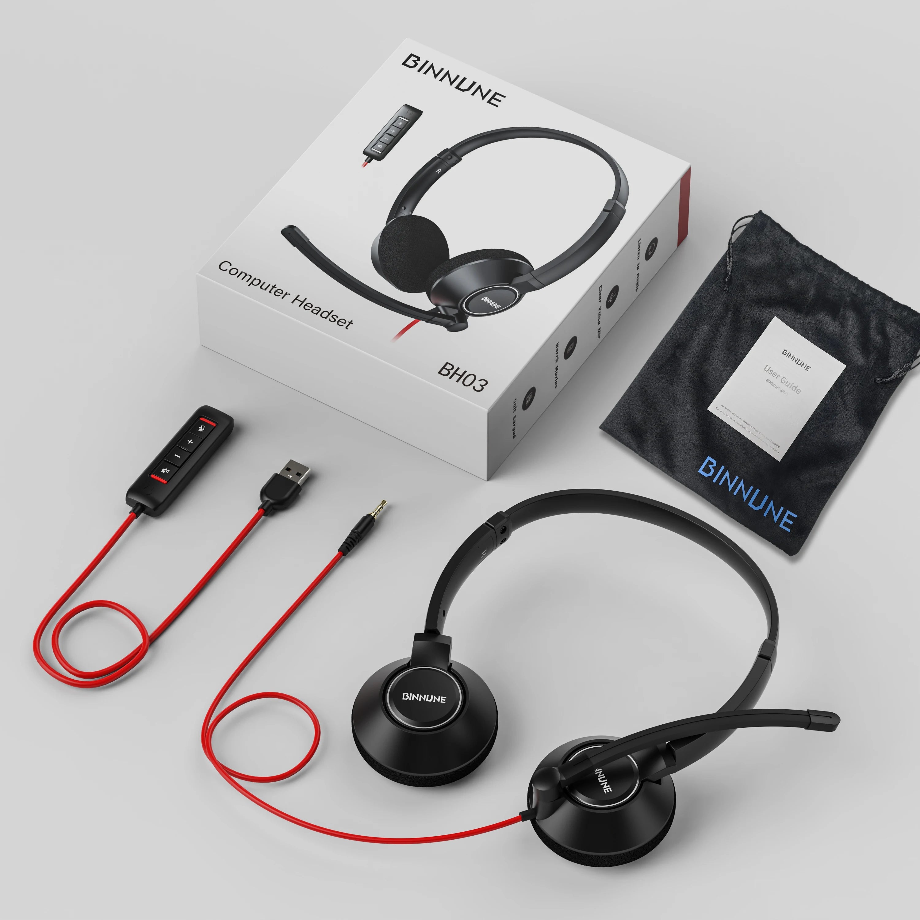 Wired Headset with Noise Cancelling Microphone for Laptop PC and Office Video Calls
