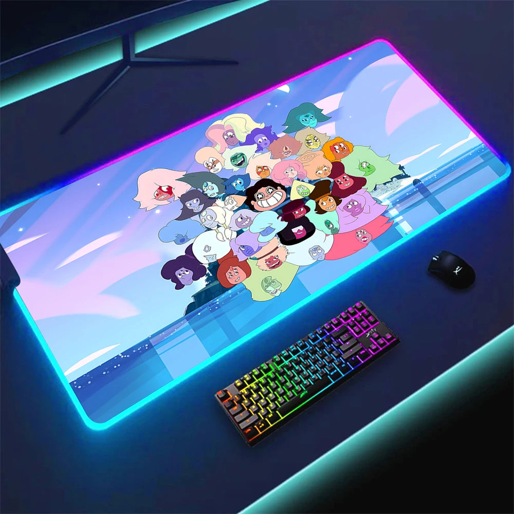 RGB Anime Gaming Mouse Pad with LED Lighting Non-slip Surface Large Waterproof Desk Mat