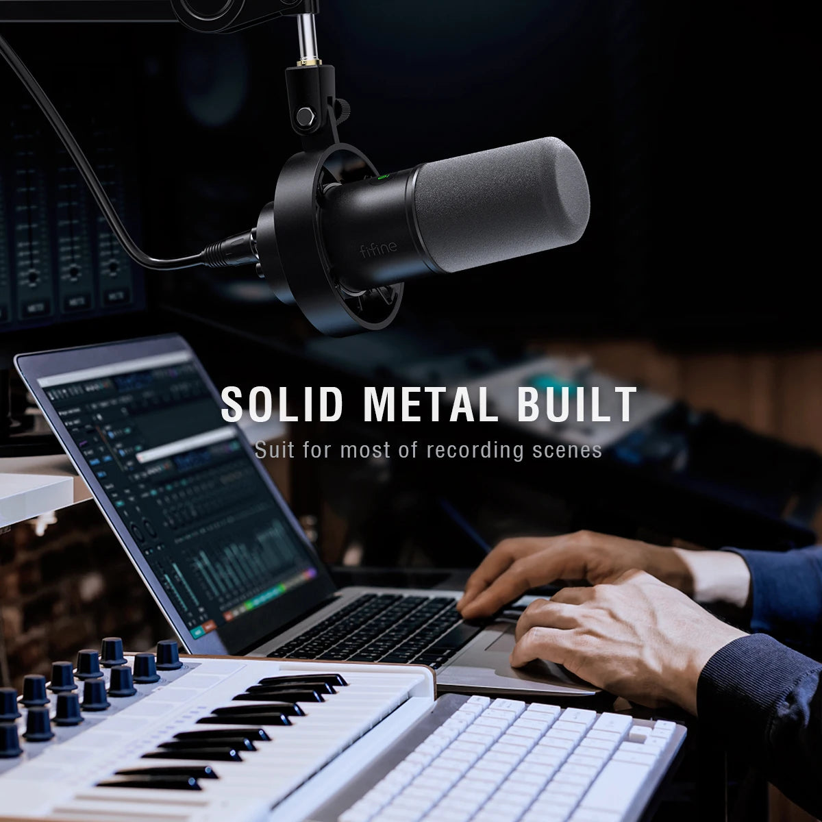 FIFINE K688W Dynamic USB/XLR Microphone with Gain, Touch-Mute & Headphone Jack